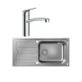 Evier 1 bac HANSGROHE S44 inox + robinet de cuisine HANSGROHE Logis M31 160 chromé