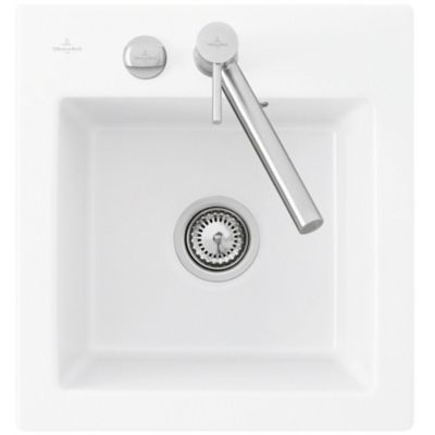 Evier 1 bac sans egouttoir VILLEROY ET BOCH Subway Pure XS 47,5 x 51 cm Blanc vidage automatique inclus