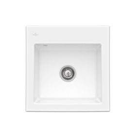 Evier 1 bac VILLEROY ET BOCH Subway 50 S 52,5 x 51 cm sans egouttoir Blanc CeramicPlus avec vidage manuel