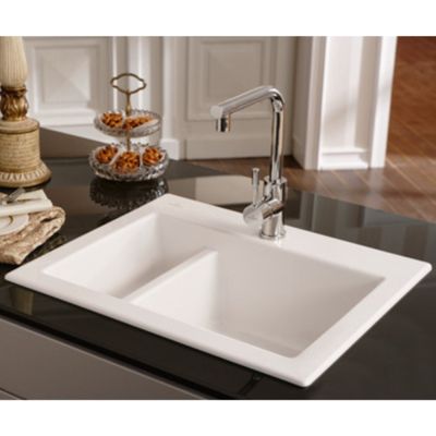 Evier 1 cuve et demi VILLEROY ET BOCH Subway 60 XM 62 x 51 cm sans egouttoir Chromite CeramicPlus avec vidage manuel