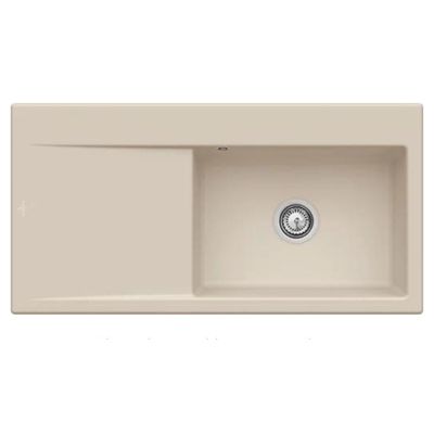 Evier a encastrer 1 bac VILLEROY ET BOCH Subway Style 60 egouttoir à gauche vidage automatique Beige CeramicPlus