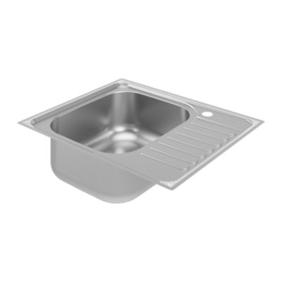 Évier à encastrer compact en inox 1 cuve avec égouttoir XS l.60 x P.50 cm, Jabiri