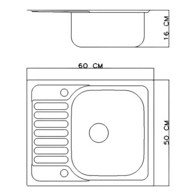 Évier à encastrer compact en inox 1 cuve avec égouttoir XS l.60 x P.50 cm, Jabiri