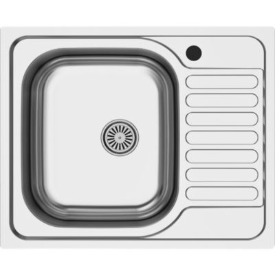 Évier à encastrer compact en inox 1 cuve avec égouttoir XS l.60 x P.50 cm, Jabiri