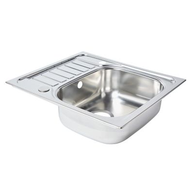 Évier à encastrer de cuisine en inox poli 1 bac avec égouttoir, L.58 x P.50 cm, Cooke & Lewis Sagan