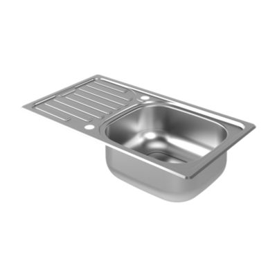 Évier à encastrer en acier inoxydable compact 1 cuve avec égouttoir, L.76 x P.43,5 cm, Jabiri