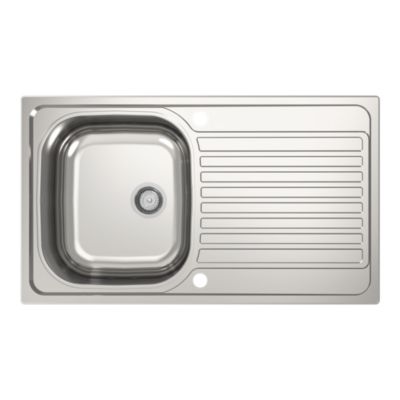 Évier à encastrer en acier inoxydable compact 1 cuve avec égouttoir, L.76 x P.43,5 cm, Jabiri