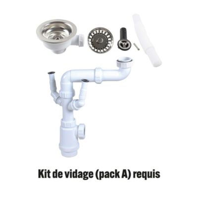 Évier à encastrer en acier inoxydable compact 1 cuve avec égouttoir, L.76 x P.43,5 cm, Jabiri