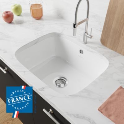 Évier à encastrer en céramique blanc mat 1 bac, L.55 x P.44 cm, Villeroy & Boch Subway