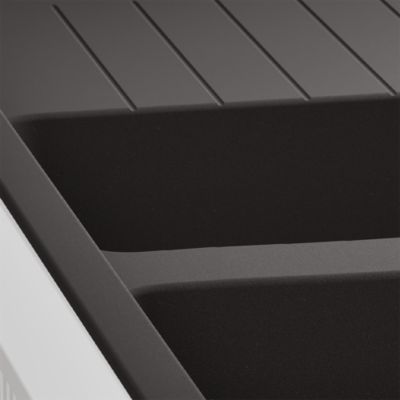Évier à encastrer en composite de quartz 2 bacs avec égouttoir L.116 x P.50 cm, GoodHome Alland