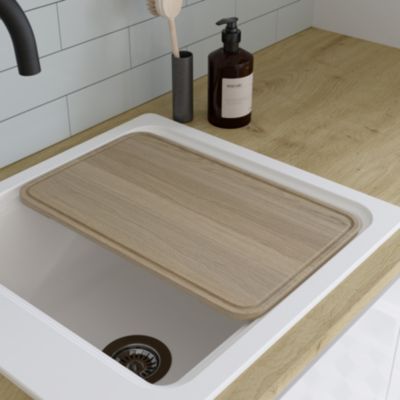 Évier à encastrer en composite de quartz blanc mat 1 cuve avec accessoires, L.56,4 x P.51,6 cm, GoodHome Romesco