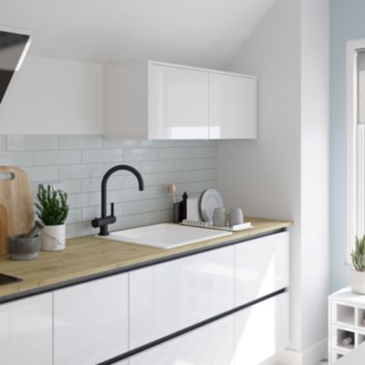 Évier à encastrer en composite de quartz blanc mat 1 cuve avec accessoires, L.56,4 x P.51,6 cm, GoodHome Romesco