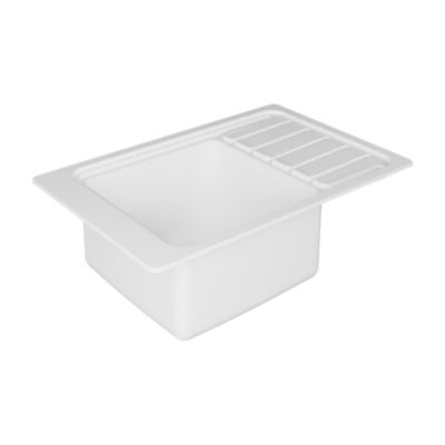 Évier à encastrer en composite de quartz blanc mat 1 cuve avec égouttoir et accessoires, L.77,3 x P.51,6 cm, GoodHome Romesco