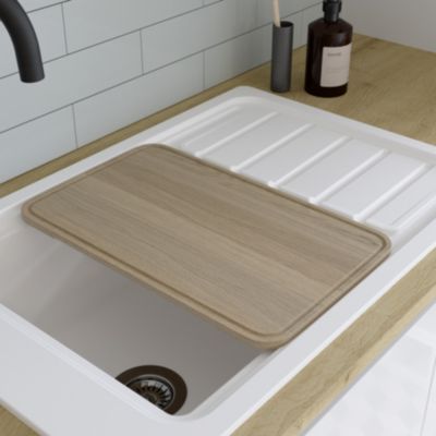 Évier à encastrer en composite de quartz blanc mat 1 cuve avec égouttoir et accessoires, L.77,3 x P.51,6 cm, GoodHome Romesco