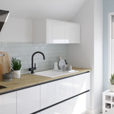 Évier à encastrer en composite de quartz blanc mat 1 cuve avec égouttoir et accessoires, L.77,3 x P.51,6 cm, GoodHome Romesco
