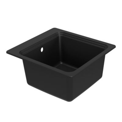 Évier à encastrer en composite de quartz noir 1 bac avec égouttoir amovible, L.56,4 x P.51,6 cm, GoodHome Romesco