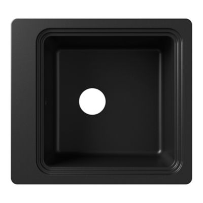 Évier à encastrer en composite de quartz noir 1 bac avec égouttoir amovible, L.56,4 x P.51,6 cm, GoodHome Romesco