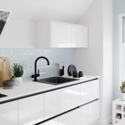 Évier à encastrer en composite de quartz noir 1 bac avec égouttoir amovible, L.56,4 x P.51,6 cm, GoodHome Romesco