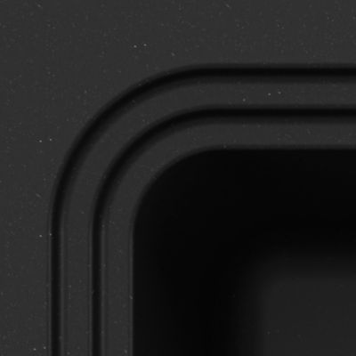 Évier à encastrer en composite de quartz noir 1 bac avec égouttoir amovible, L.56,4 x P.51,6 cm, GoodHome Romesco