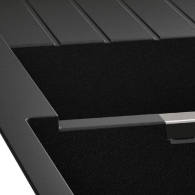 Évier à encastrer en composite de quartz noir 2 bacs avec égouttoir, L.116 x P.50 cm, GoodHome Torla