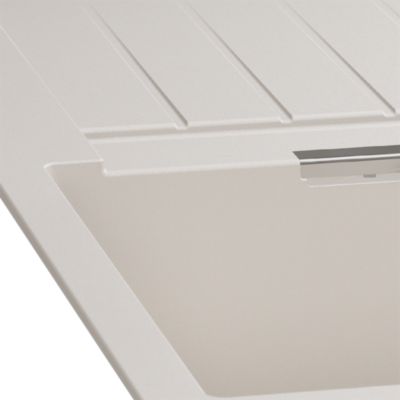 Évier à encastrer en composite quartz blanc 1 bac avec égouttoir L.100 x P.50 cm, GoodHome Torla