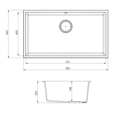 Évier à encastrer en composite quartz blanc 1 bac, L.78 x P.44 cm, GoodHome Sorrel