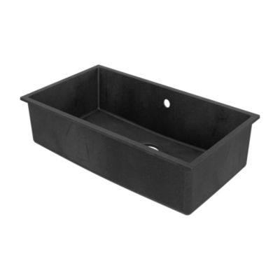 Évier à encastrer en composite quartz noir 1 bac, L.78 x P.44 cm, GoodHome Sorrel