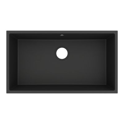 Évier à encastrer en composite quartz noir 1 bac, L.78 x P.44 cm, GoodHome Sorrel