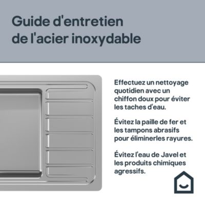 Évier à encastrer en inox 1 bac avec égouttoir l.52 x L.100 cm, GoodHome Varenna