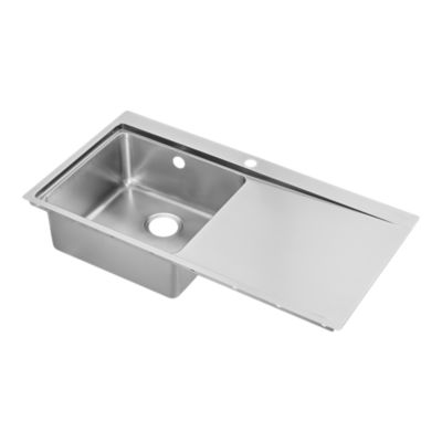 Évier à encastrer en inox 1 bac avec égouttoir l.52 x L.100 cm, GoodHome Varenna