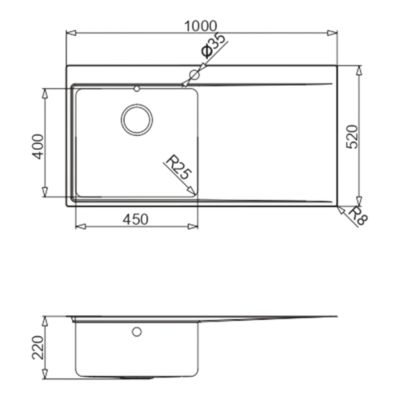Évier à encastrer en inox 1 bac avec égouttoir l.52 x L.100 cm, GoodHome Varenna