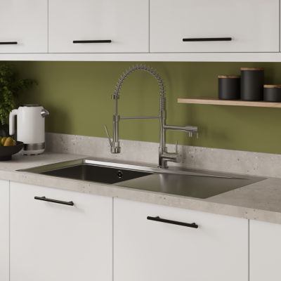 Évier à encastrer en inox 1 bac avec égouttoir l.52 x L.100 cm, GoodHome Varenna