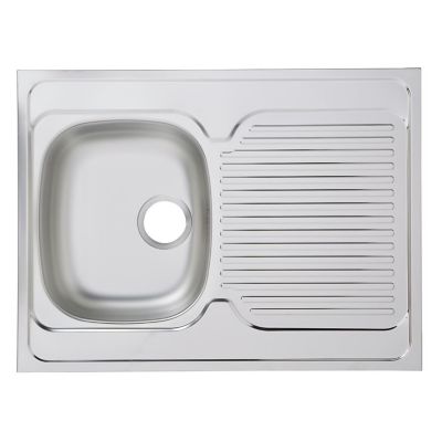 Évier à encastrer en inox 1 bac avec égouttoir, L.80 x P.60 cm, Mayr