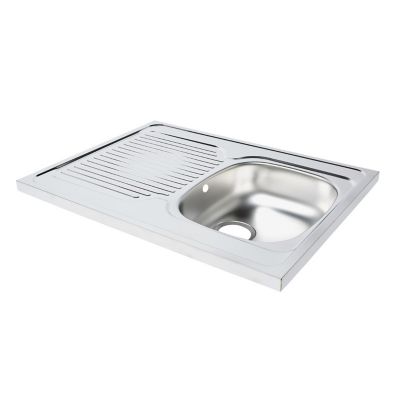 Évier à encastrer en inox 1 bac avec égouttoir, L.80 x P.60 cm, Mayr