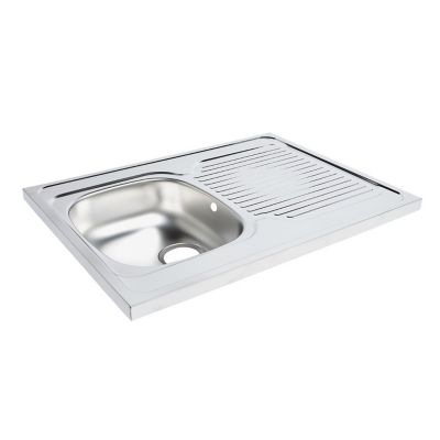 Évier à encastrer en inox 1 bac avec égouttoir, L.80 x P.60 cm, Mayr