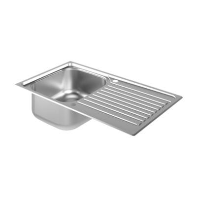 Évier à encastrer en inox 1 bac avec égouttoir, L.86 x P.50 cm, Jabiri