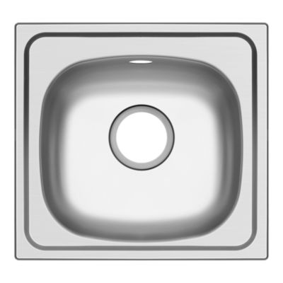 Évier à encastrer en inox 1 bac, L.46,5 x P.43,5 cm, GoodHome Bundt