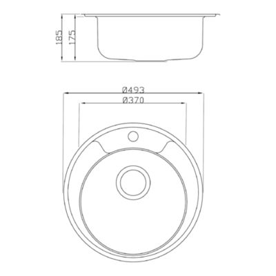 Évier à encastrer en inox 1 bac rond, Ø49 cm, Quimby