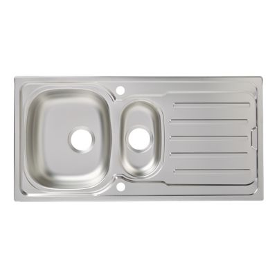 Évier à encastrer en inox effet nid d'abeille 1,5 bac avec égouttoir, L.100 x P.50 cm, Cooke & Lewis Nakaya