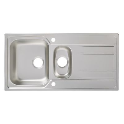 Évier à encastrer en inox effet nid d'abeille 1,5 bac avec égouttoir, L.100 x P.50 cm, Lyell