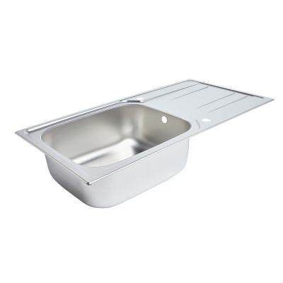 Évier à encastrer en inox effet nid d'abeille 1 bac avec égouttoir, L.100 x P.50 cm, Lyell