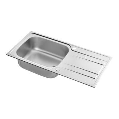 Évier à encastrer en inox microstructuré 1 bac avec égouttoir L.100 x P.50 cm, GoodHome Lucerne