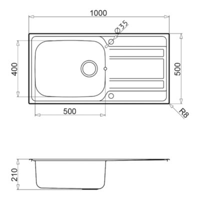 Évier à encastrer en inox microstructuré 1 bac avec égouttoir L.100 x P.50 cm, GoodHome Lucerne