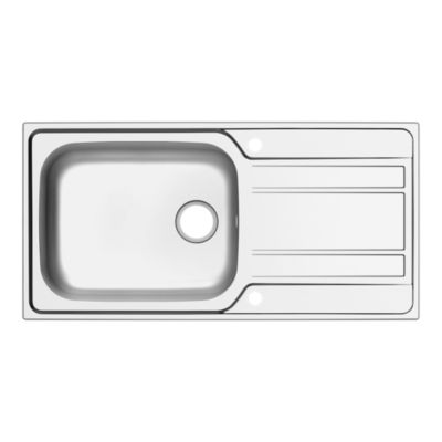 Évier à encastrer en inox microstructuré 1 bac avec égouttoir L.100 x P.50 cm, GoodHome Lucerne