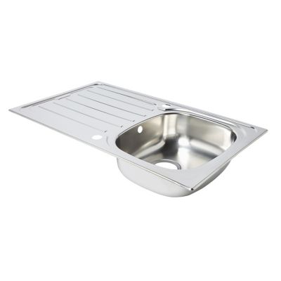 Évier à encastrer en inox poli 1 bac avec égouttoir, L.80 x P.50 cm, Cooke & Lewis Nakaya