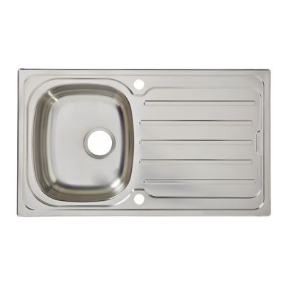 Évier à encastrer en inox poli 1 bac avec égouttoir, L.80 x P.50 cm, Cooke & Lewis Nakaya
