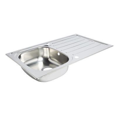 Évier à encastrer en inox poli 1 bac avec égouttoir, L.80 x P.50 cm, Cooke & Lewis Nakaya