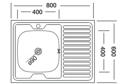 Évier à encastrer en inox satiné 2 bacs avec égouttoir, L.120 x P.60 cm, Mayr