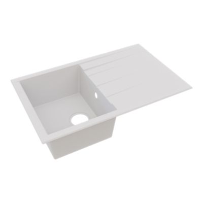 Évier à encastrer en résine blanc 1 bac avec égouttoir, L.80 x P.50 cm, GoodHome Keluak