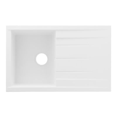 Évier à encastrer en résine blanc 1 bac avec égouttoir, L.80 x P.50 cm, GoodHome Keluak